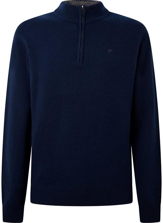 Lambswool Fzip Blue Knitwear