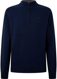 Lambswool Fzip Blue Knitwear