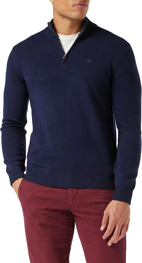 Lambswool Fzip Blue Knitwear