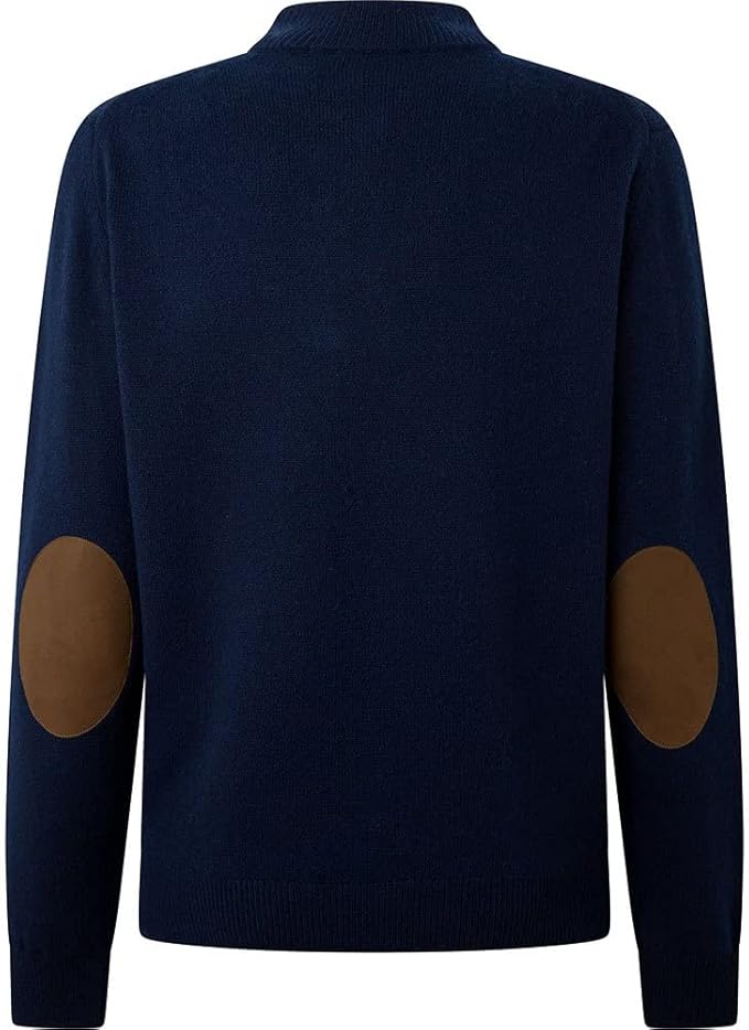 Lambswool Fzip Blue Knitwear
