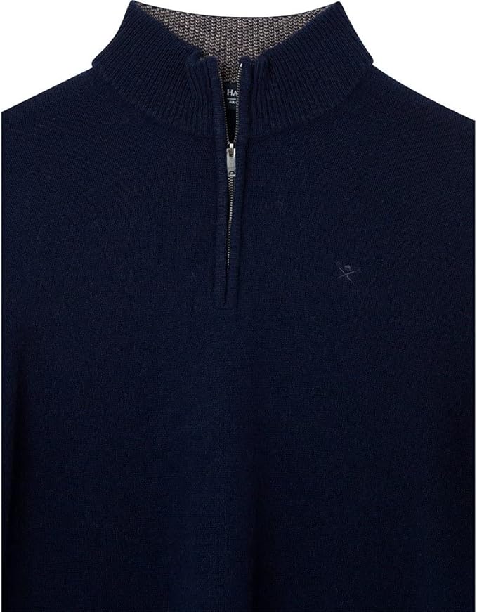 Lambswool Fzip Blue Knitwear