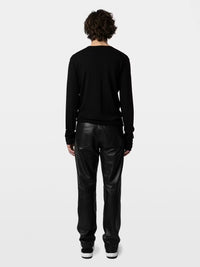 Logo-Debossed Black Jumper