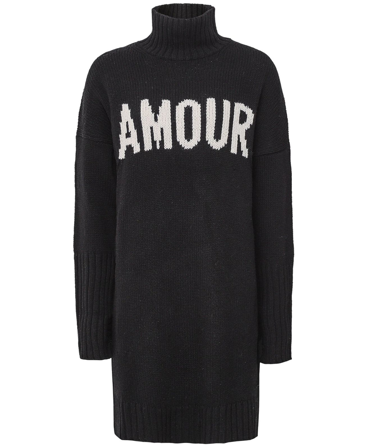 Logo-Intarsia Knitted Black Dress