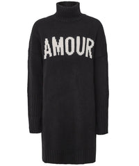 Logo-Intarsia Knitted Black Dress