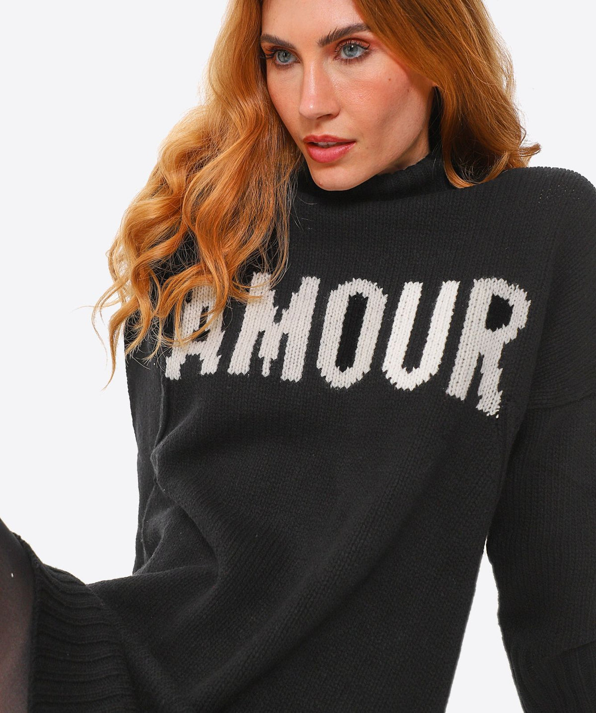 Logo-Intarsia Knitted Black Dress