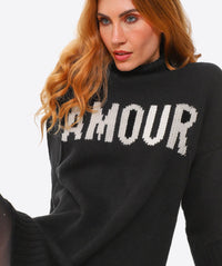 Logo-Intarsia Knitted Black Dress