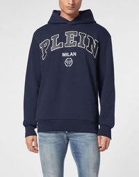Logo-Print Navy Hoodie