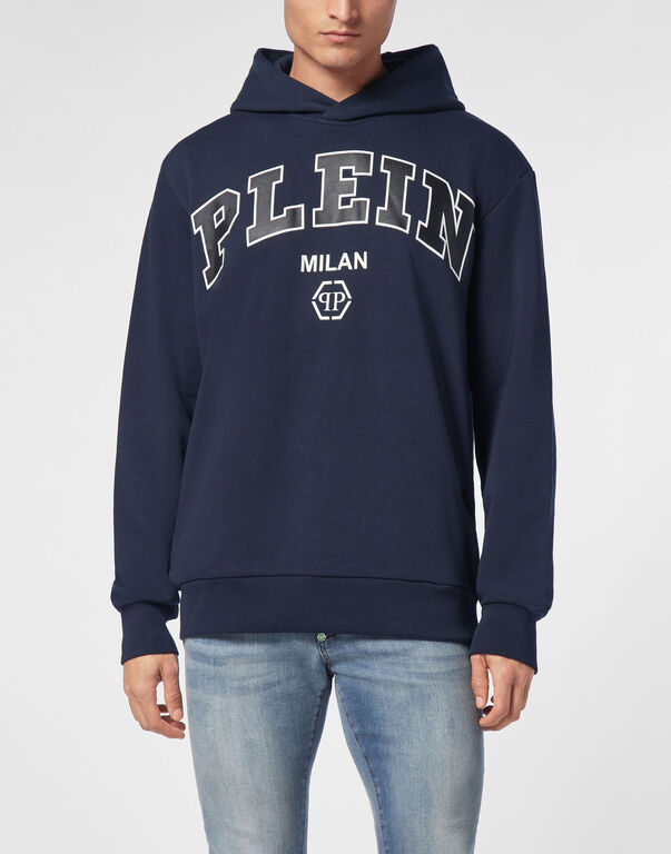 Logo-Print Navy Hoodie