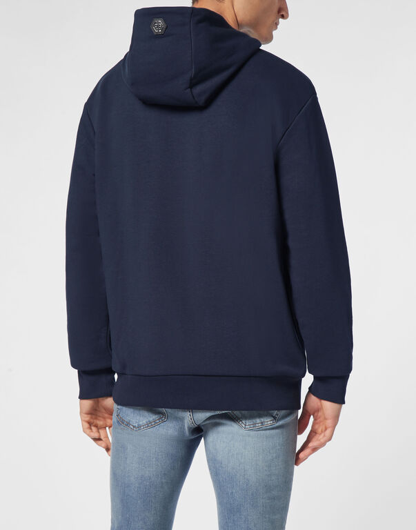 Logo-Print Navy Hoodie