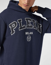 Logo-Print Navy Hoodie