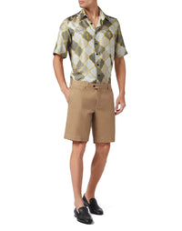 Logo-Embroidered Beige Shorts