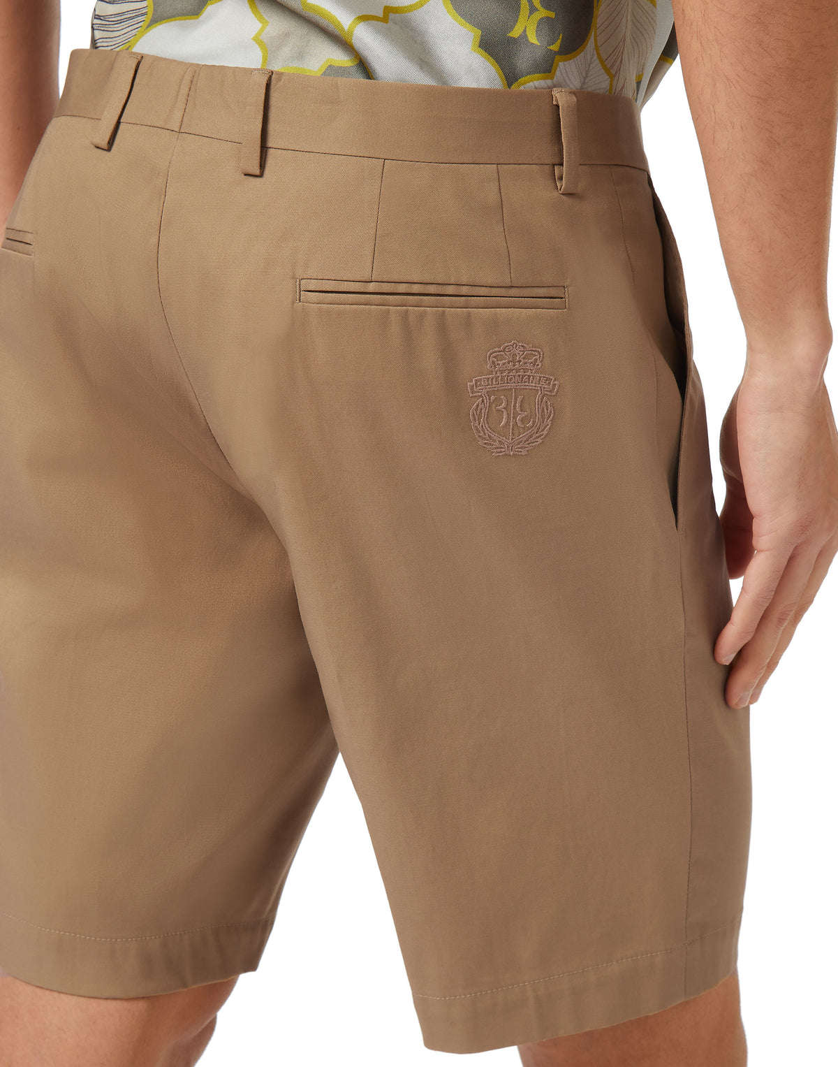 Logo-Embroidered Beige Shorts