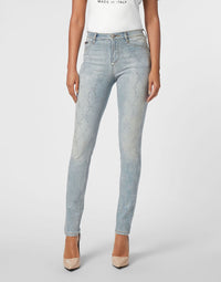 Monogram High-Waisted Blue Jeggings