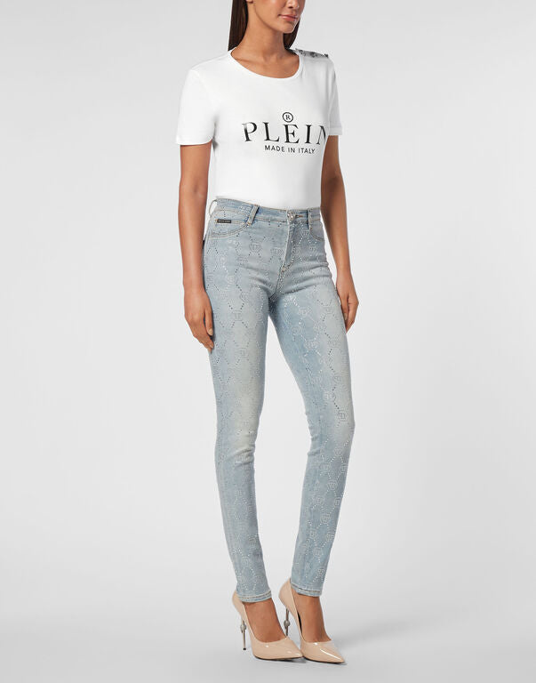 Monogram High-Waisted Blue Jeggings