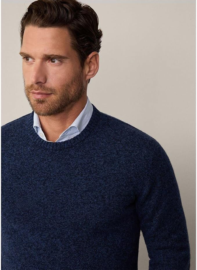 Mouline Crew Neck Blue Knitwear