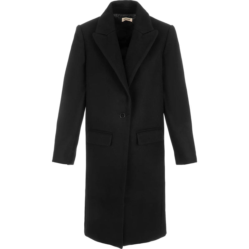 Peak-Lapels Single-Breasted Black Coat