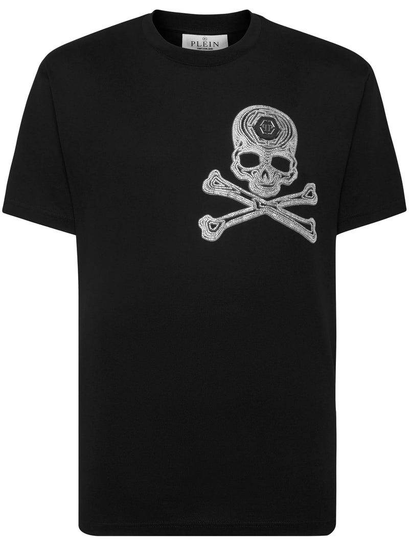 Rhinestoned Skull&Bones Black/White T-Shirt