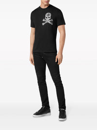 Rhinestoned Skull&Bones Black/White T-Shirt