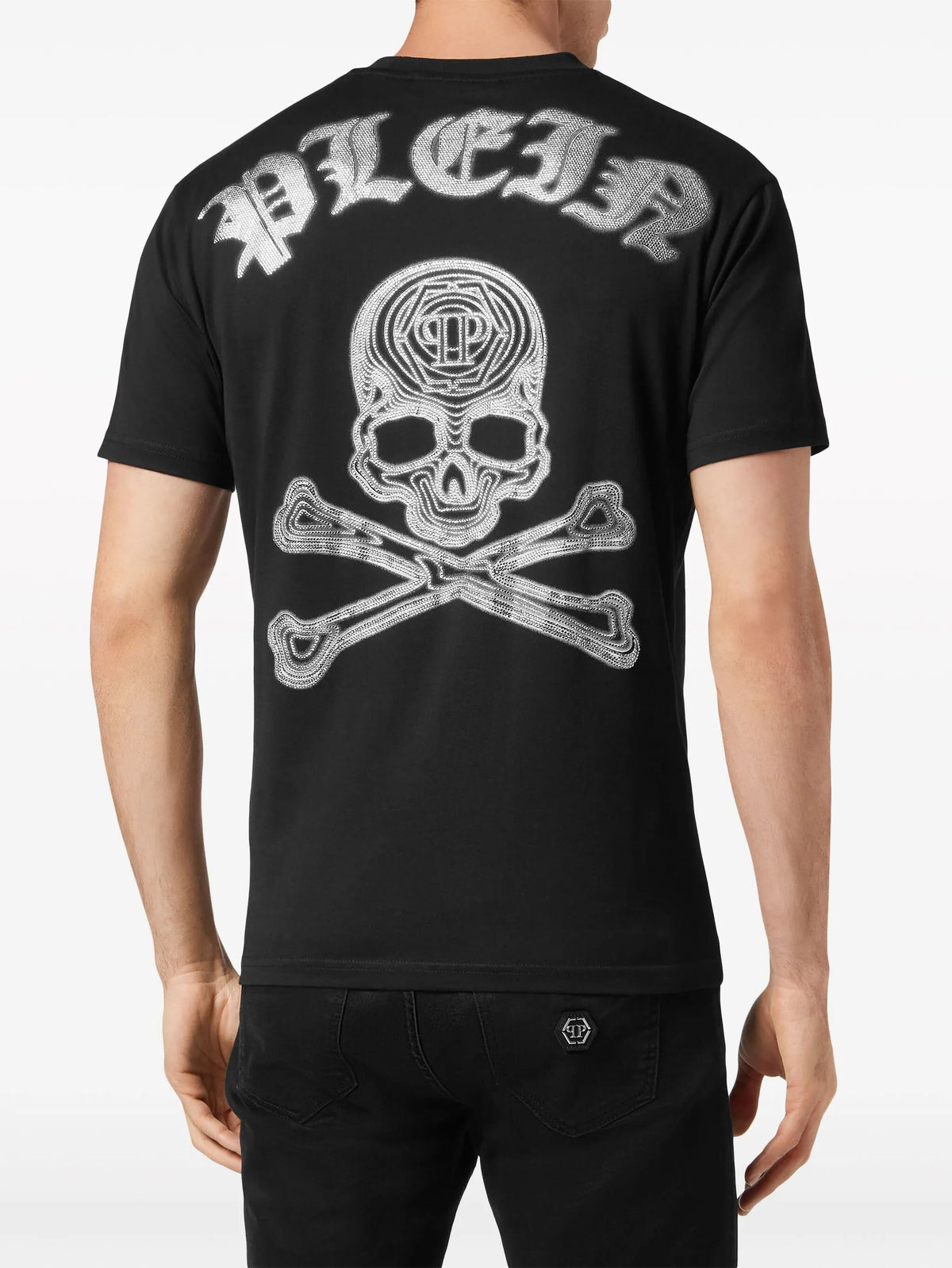 Rhinestoned Skull&Bones Black/White T-Shirt