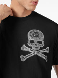 Rhinestoned Skull&Bones Black/White T-Shirt