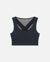 Tulle-Panel Black Sports Bra
