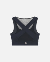 Tulle-Panel Black Sports Bra