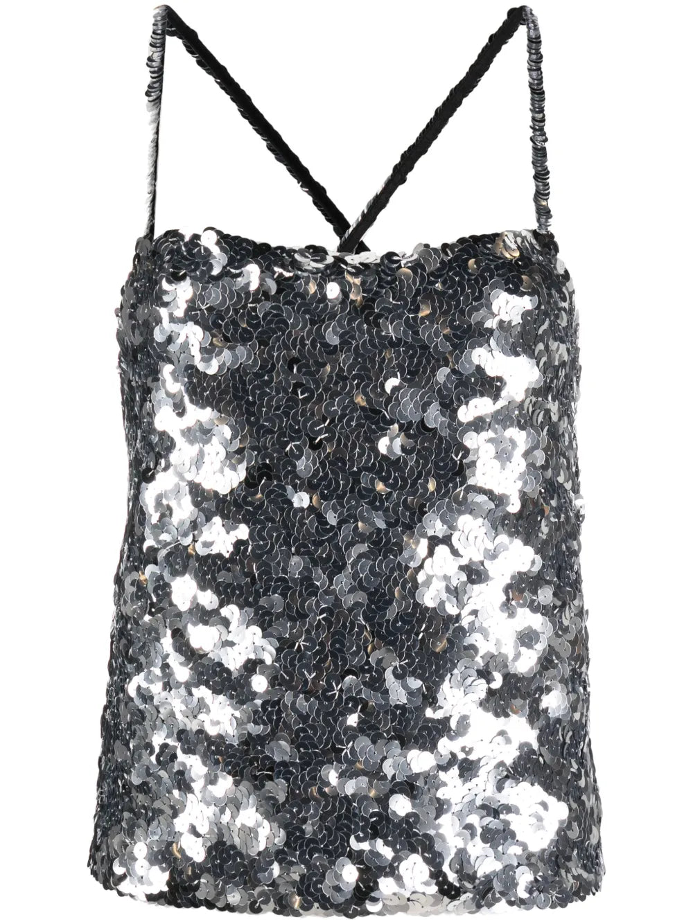 Sequinned Silver Tank Top