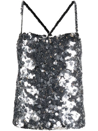 Sequinned Silver Tank Top