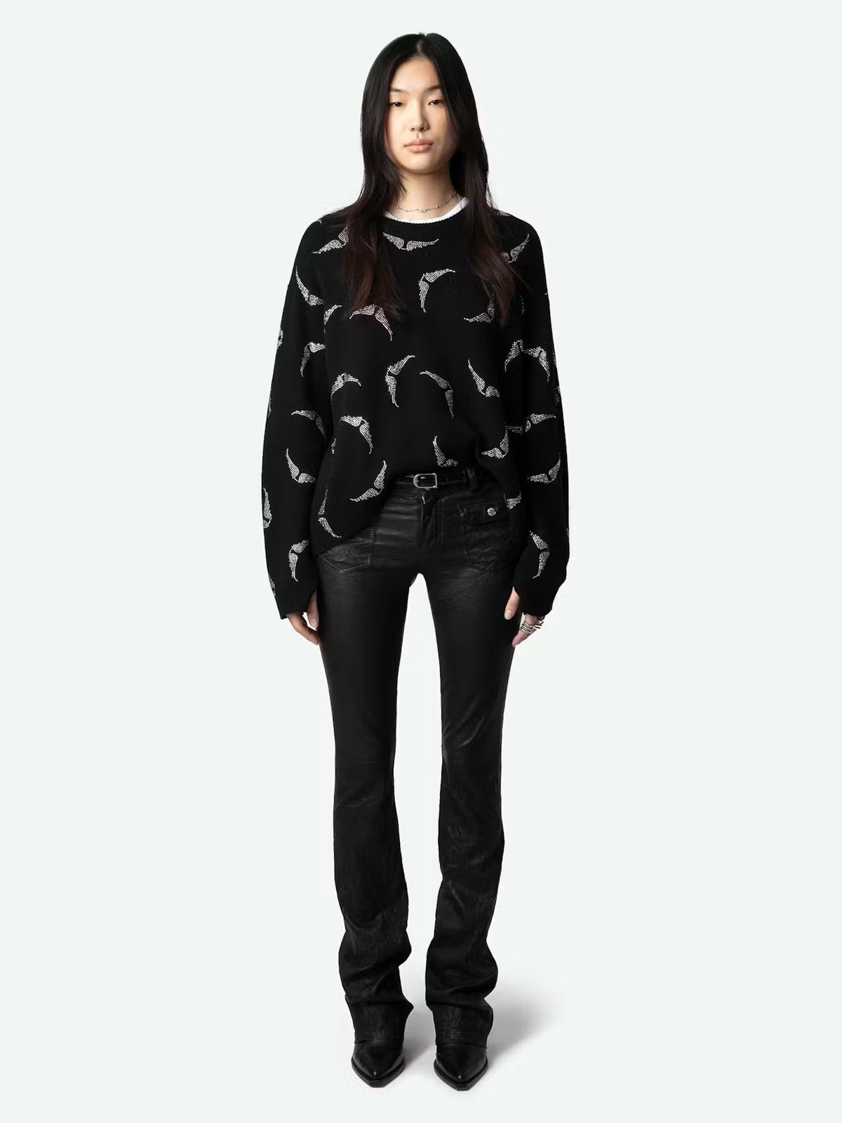 Strass Wings Black Sweater