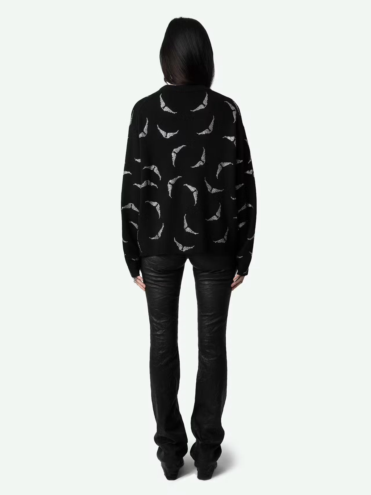 Strass Wings Black Sweater