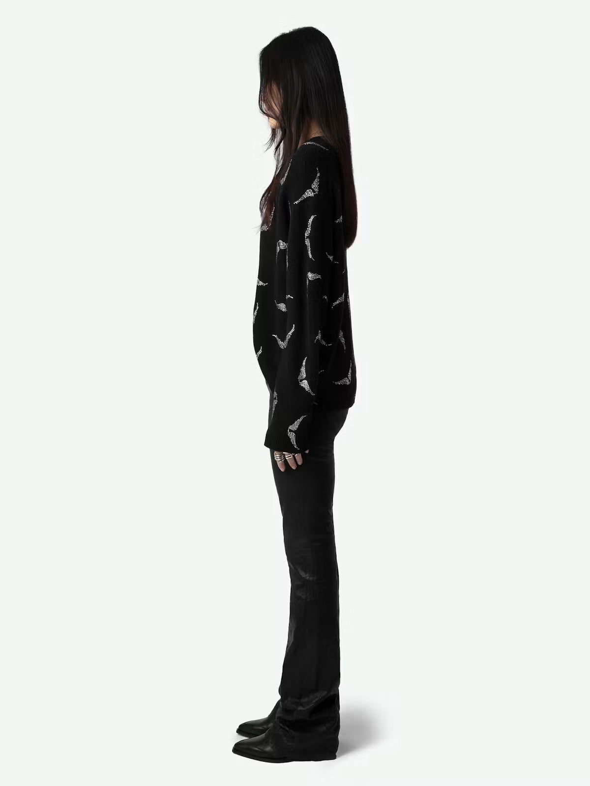 Strass Wings Black Sweater