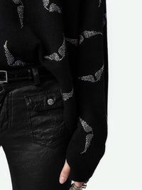 Strass Wings Black Sweater