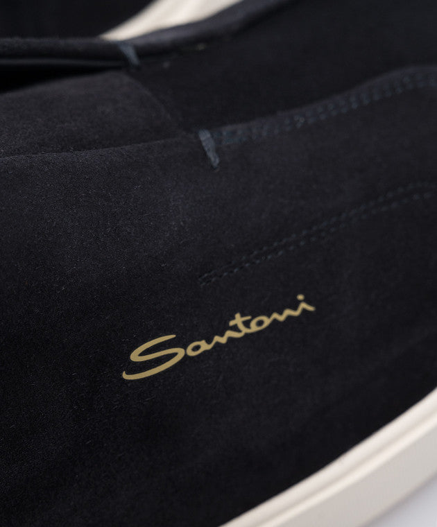Suede Navy Loafers