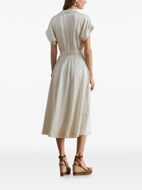 Twill Striped Wraped Midi Dress