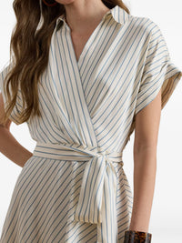 Twill Striped Wraped Midi Dress