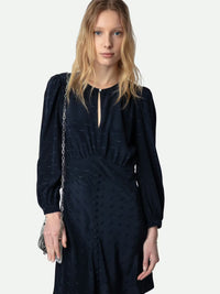 Wings Jacquard Navy Dress
