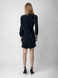 Wings Jacquard Navy Dress