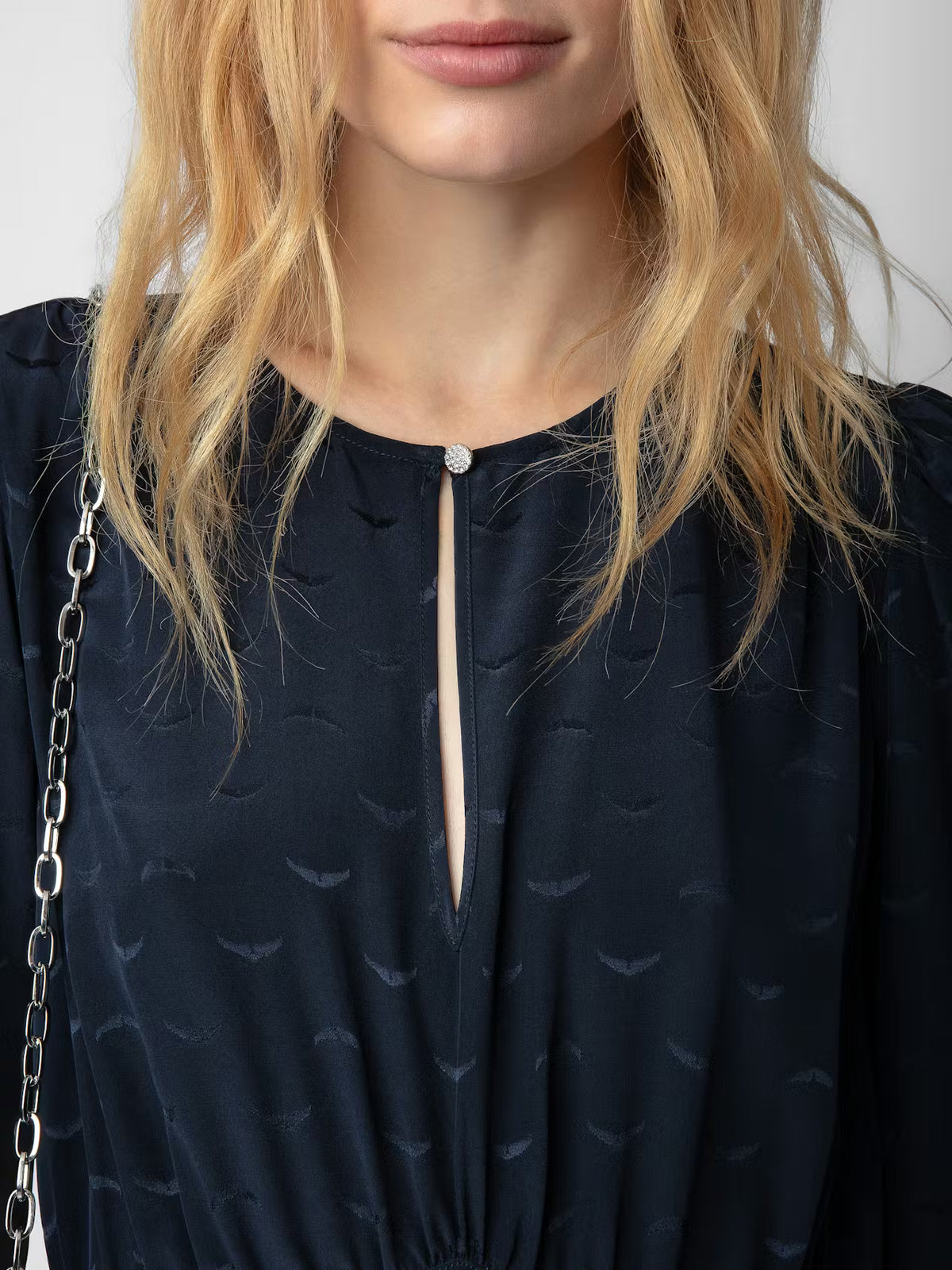 Wings Jacquard Navy Dress