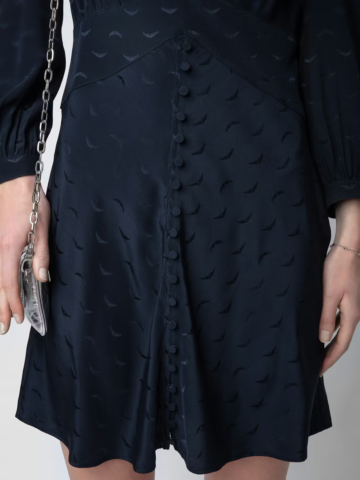Wings Jacquard Navy Dress