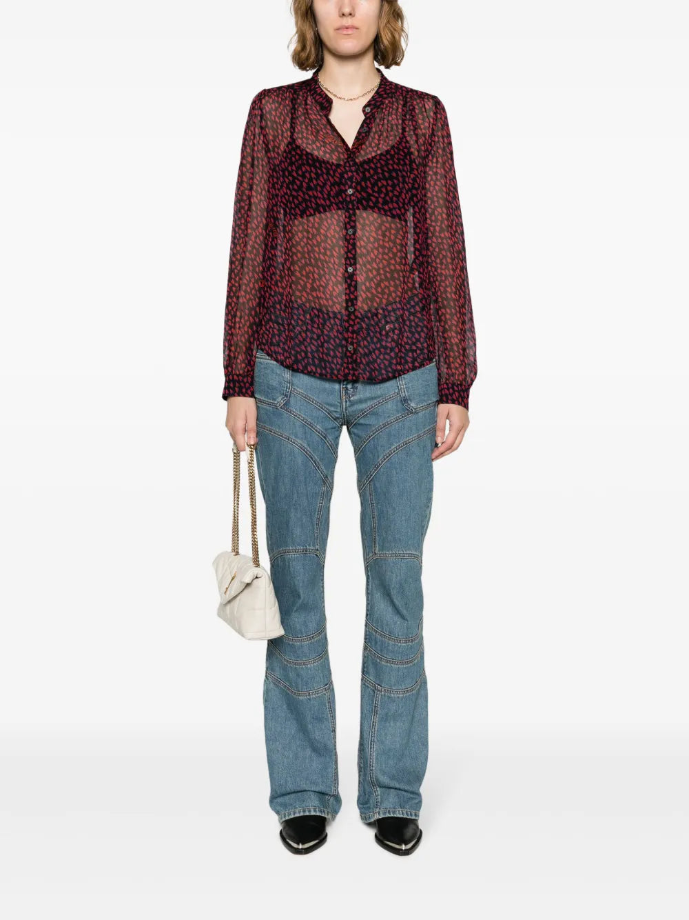 Crush Semi-Sheer Black Blouse