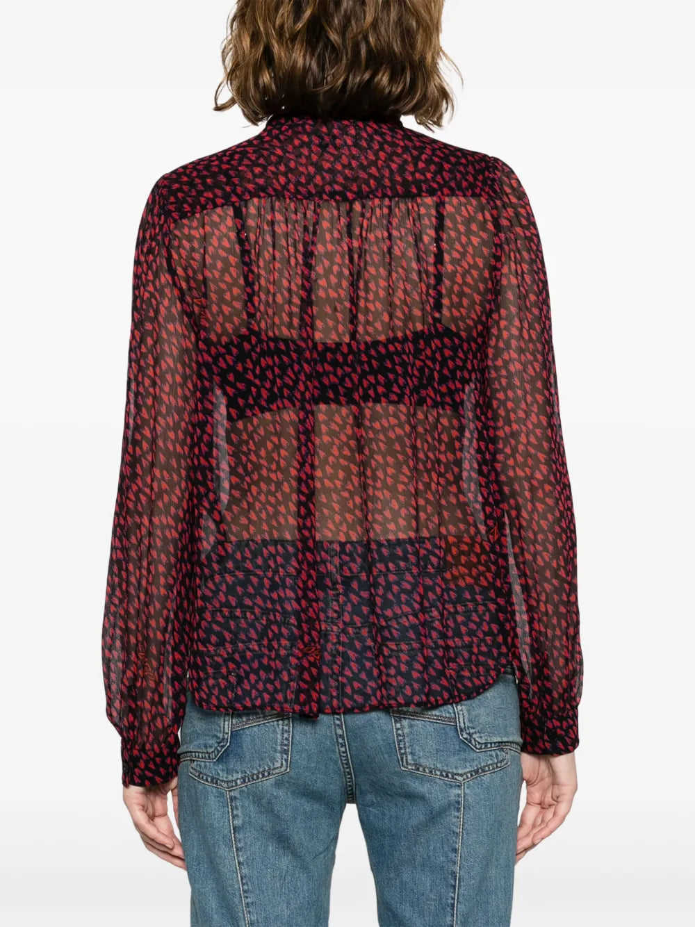 Crush Semi-Sheer Black Blouse