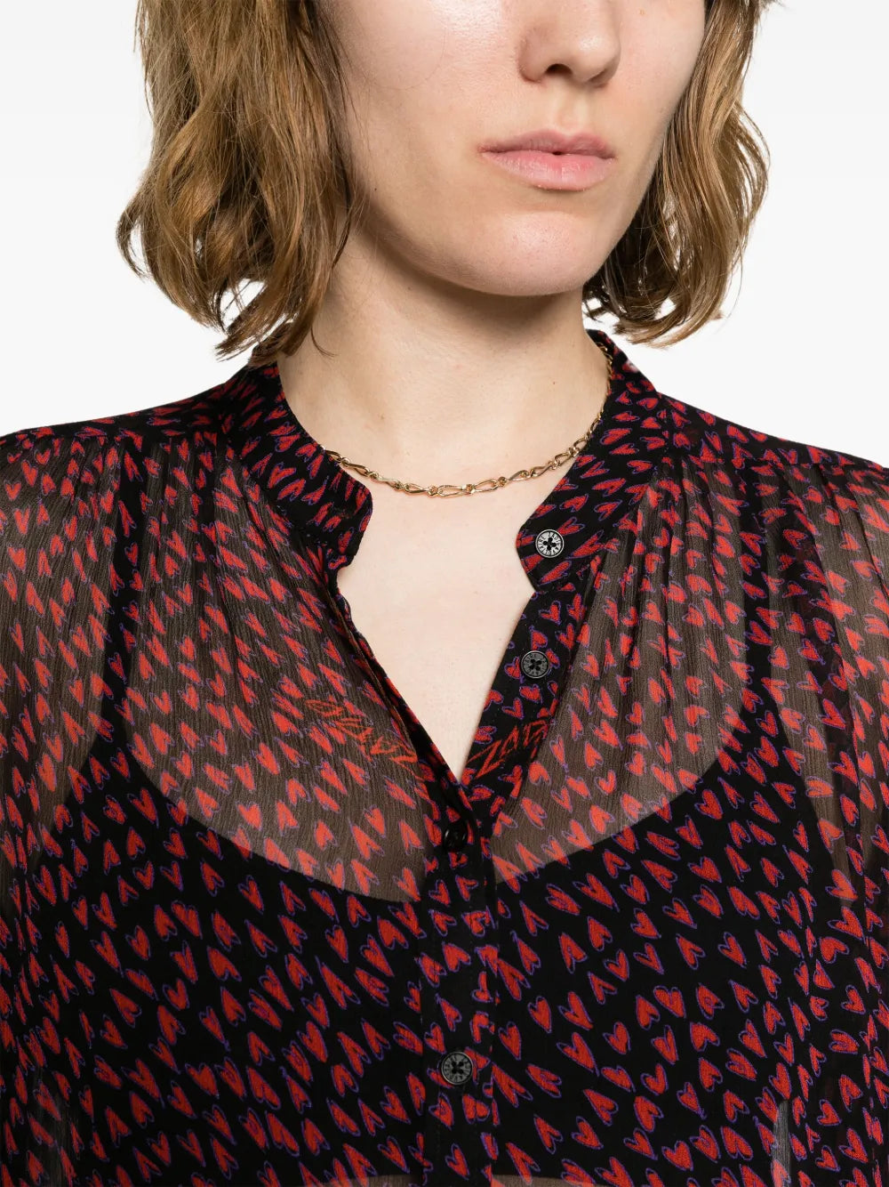 Crush Semi-Sheer Black Blouse