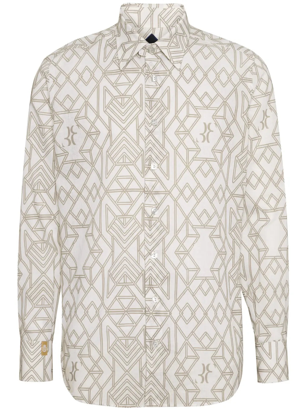Geometric-Print White Shirt