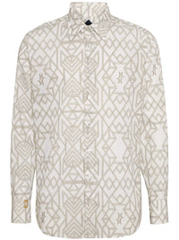 Geometric-Print White Shirt