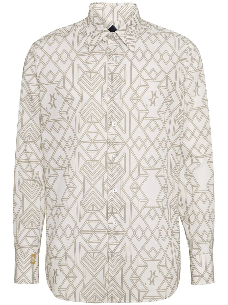 Geometric-Print White Shirt