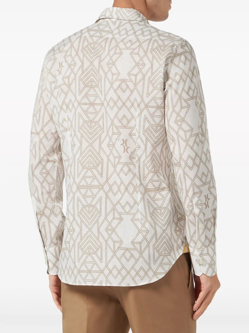 Geometric-Print White Shirt