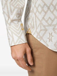 Geometric-Print White Shirt