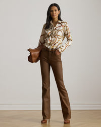 Kristy Tie-Front Long-Sleeve Button Shirt