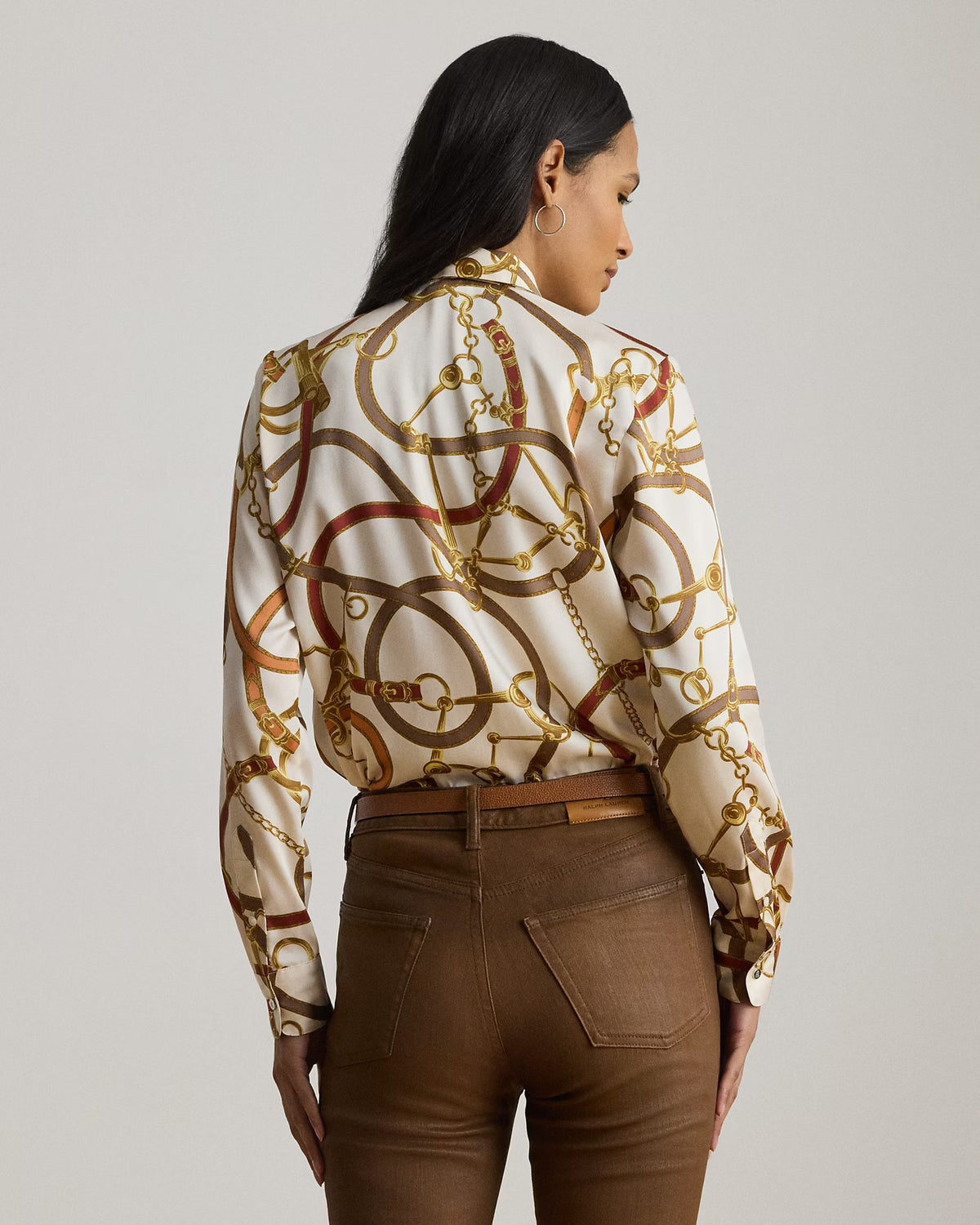 Kristy Tie-Front Long-Sleeve Button Shirt