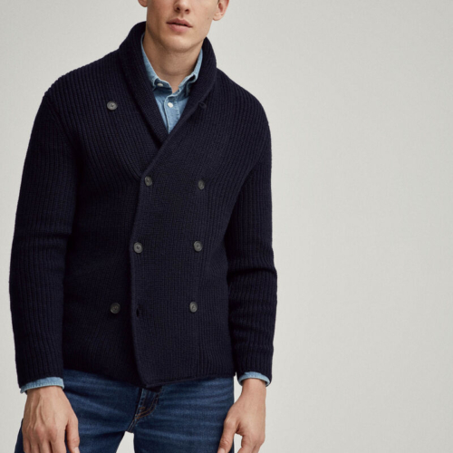 Navy Fisherman’s Rib Cardigan